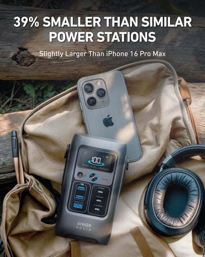 Anker SOLIX Power Bank Station C200 DC, 192Wh Portable Power Station, LiFePO4 Battery, 200W Solar Generator, for Outdoor Camping, Traveling, and Emergencies (No Wall Charger Included) - PuriLite