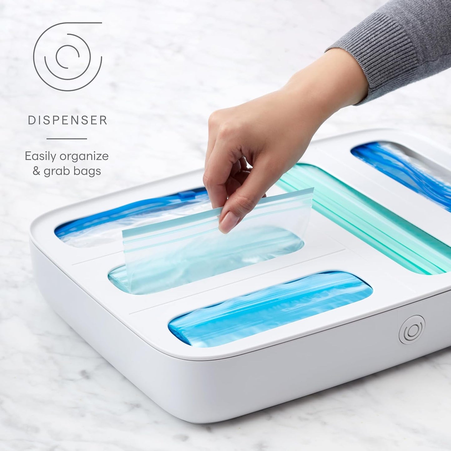 YouCopia StoraBag Drawer Food Bags Dispenser, 3-Slot, Plastic Sandwich Bag Organizer for Kitchen Storage - PuriLite