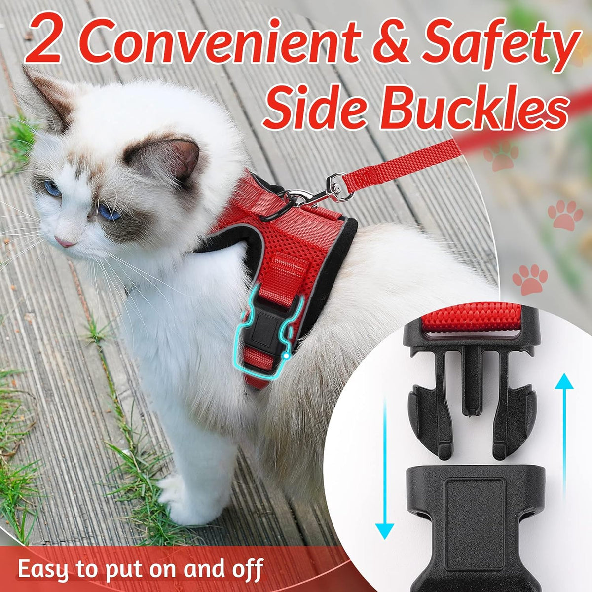rabbitgoo Cat Harness and Leash for Walking, Escape Proof Soft Adjustable Vest Harnesses for Small Medium Cats, Easy Control Breathable Reflective Strips Jacket, XS, Black - PuriLite
