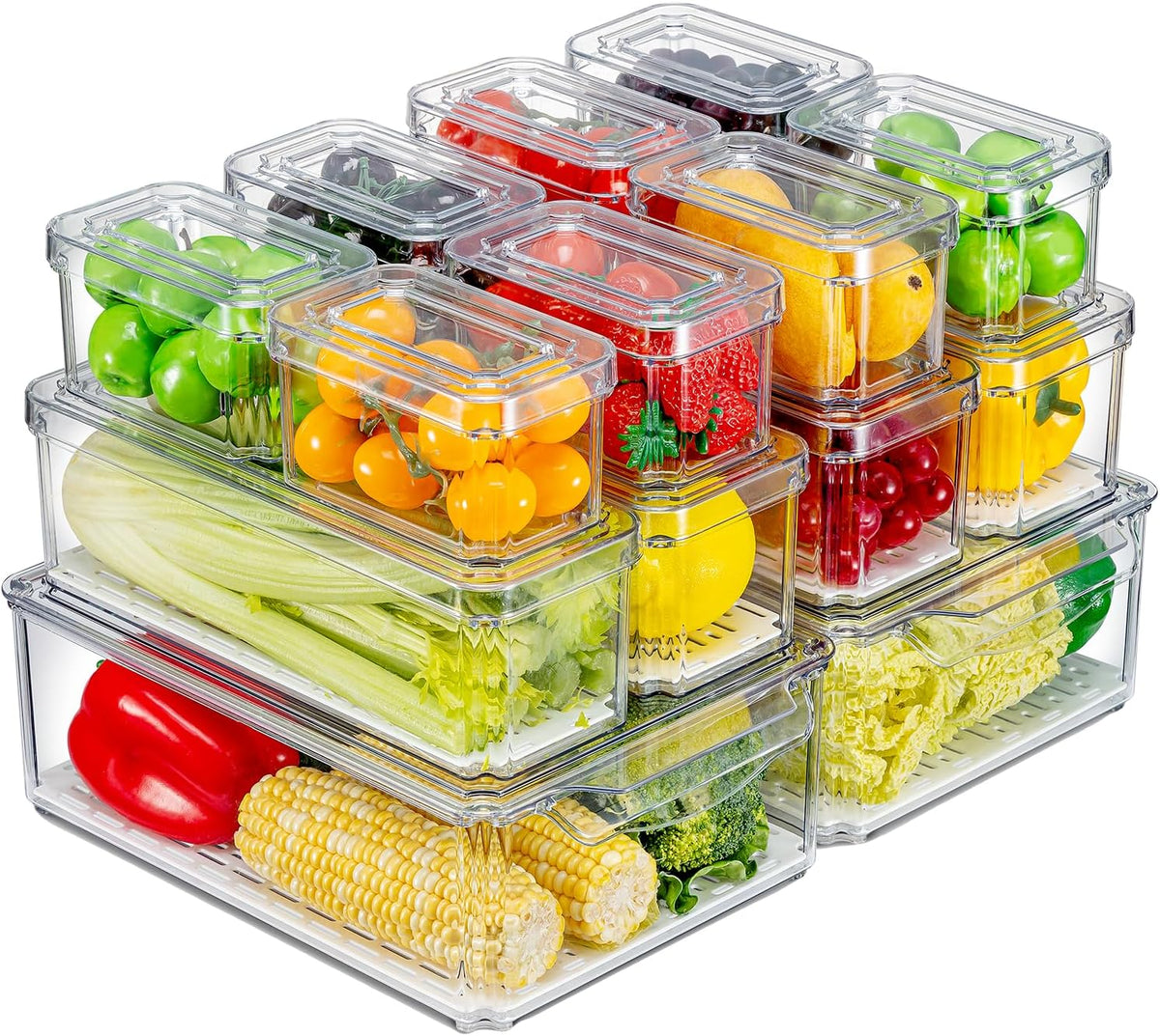 Pure Future 50-Piece Large Airtight Food Storage Containers with Lids, BPA-Free Stackable & Microwave Safe Kitchen Set for Meal Prep, Freezer Use - 25 Containers & Lids, Leakproof Design - PuriLite