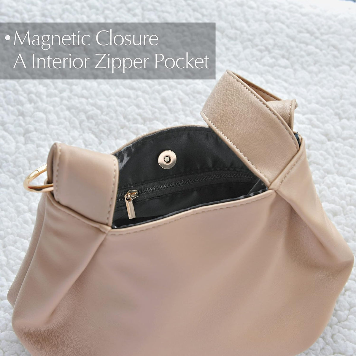 Women's Clutch Soft Vegan Leather Hobo Top Handle Bag Small Tote Purse - PuriLite