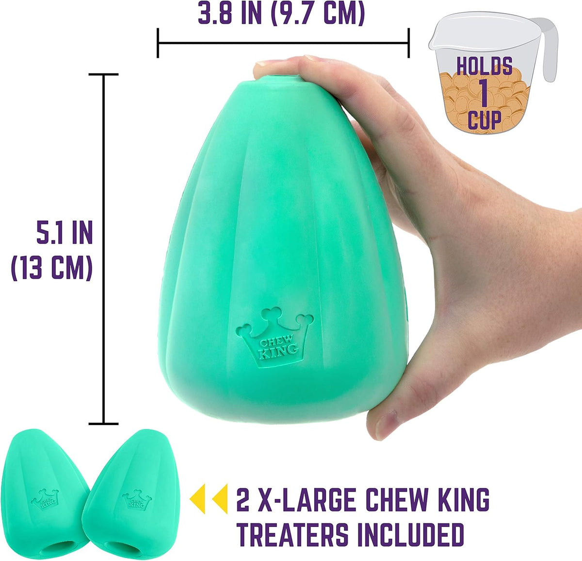 Chew King Premium Treat Dog Toy, L, Extremely Durable Natural Rubber Toy, Pack of 2 - PuriLite