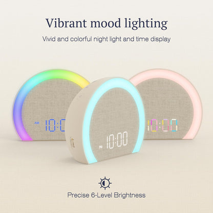 ANJANK Loud Alarm Clock with Wireless Bed Shaker, Vibrating Dual Alarm with Light Wake Up for Heavy Sleepers & Hearing Impaired, 9-Color Night Light, 5 Sounds, 0-100% Dimmer, USB Charger, Bedroom - PuriLite