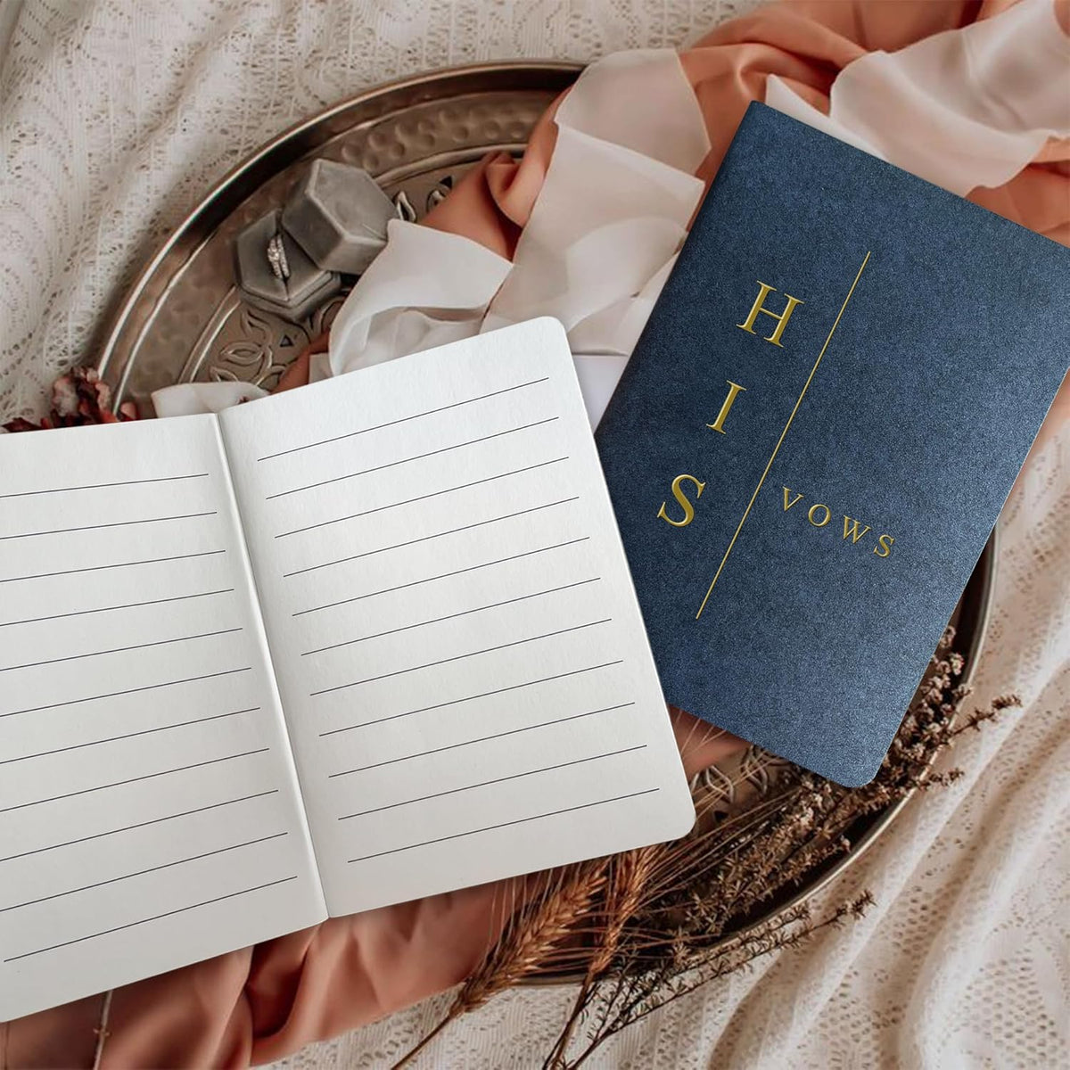 WeddingGiftsWedding Vow Books His and Hers Soft Touch Gold Foil Engraving Vow Books Wedding Essentials Wedding Accessories(TR-HH-Black) - PuriLite