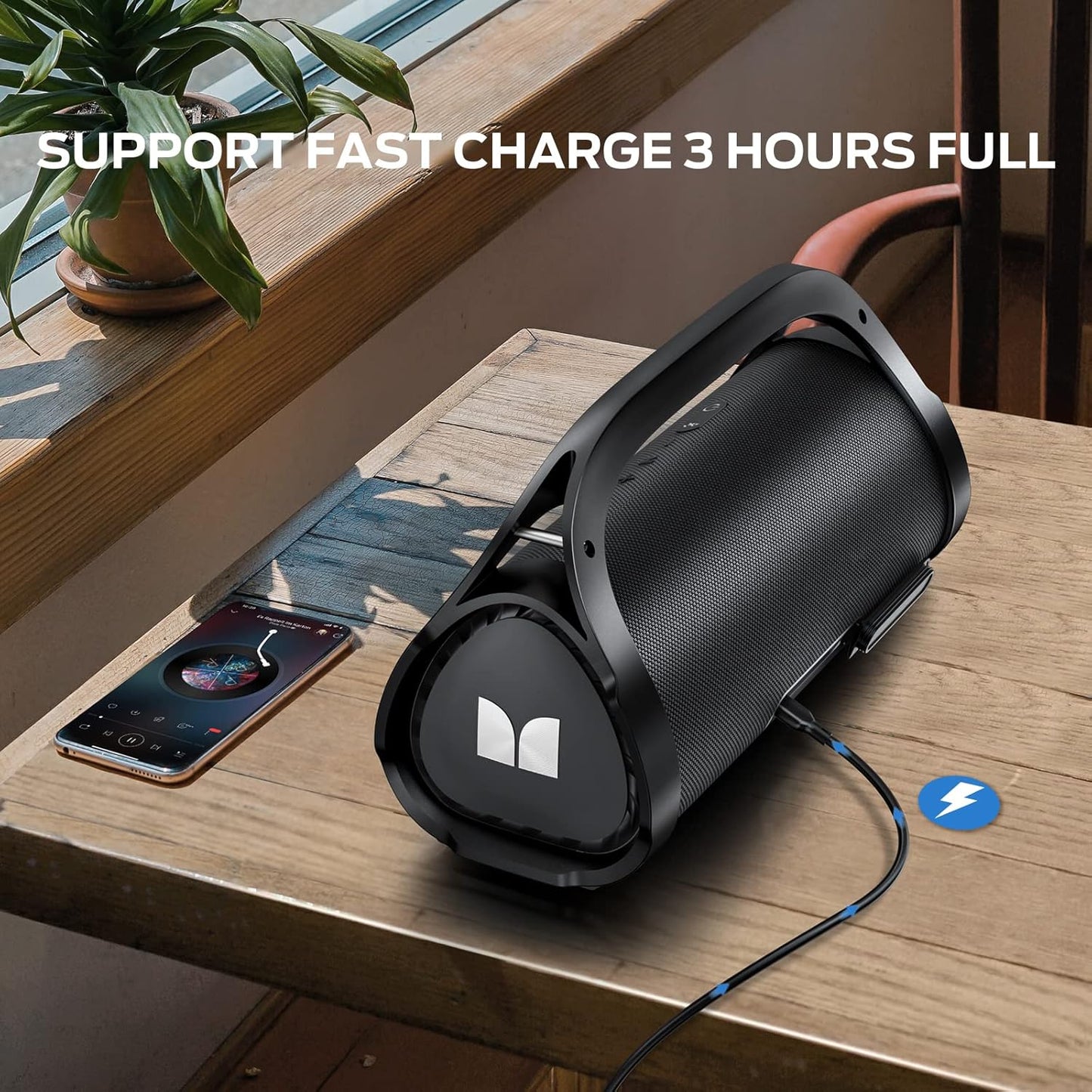 Monster Adventurer Max Bluetooth Speaker with Two Wireless Microphones, IPX7 Waterproof Outdoor Speakers with 100W Powerful Stereo Sound, Portable Bluetooth Speakers for Home, Camping, Silver - PuriLite
