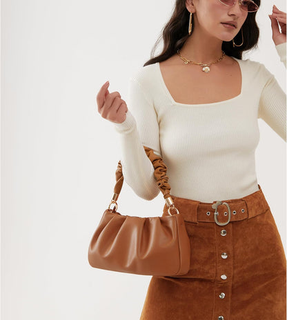 Cloud Pouch Bag Women Shoulder Handbag Soft Vegan Leather Vintage Hobo Chain Cross body Bag - PuriLite