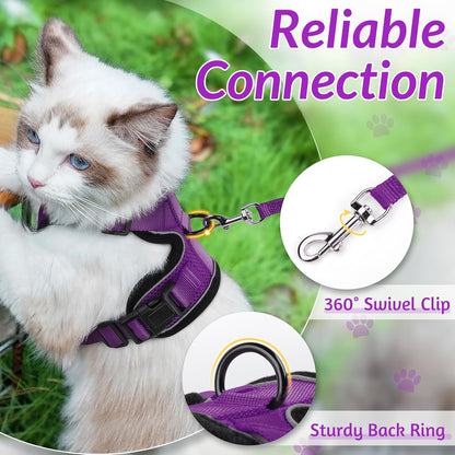 rabbitgoo Cat Harness and Leash for Walking, Escape Proof Soft Adjustable Vest Harnesses for Small Medium Cats, Easy Control Breathable Reflective Strips Jacket, XS, Black - PuriLite