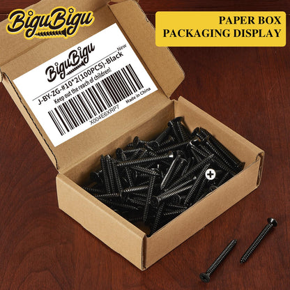 #4 * 2" Wood Screws, Flat Head Phillips Black Stainless Steel, 100Pcs Corrosion Resistant for Wood, Drywall Applications, and Outdoor Use - PuriLite
