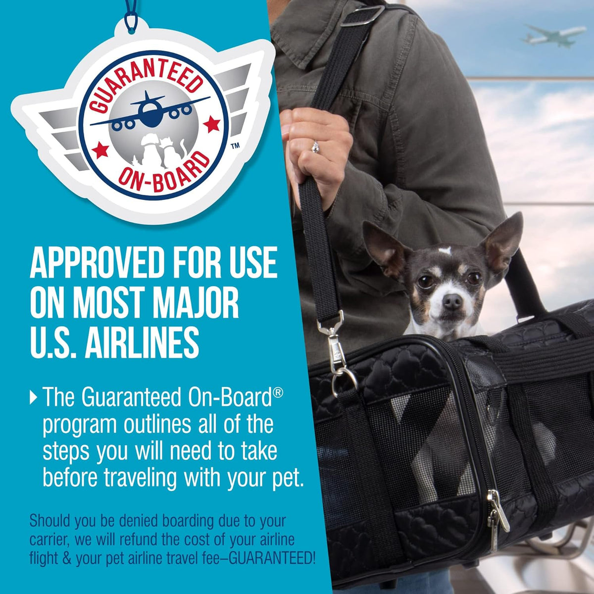 Sherpa Original Deluxe Travel Bag Pet Carrier, Airline Approved & Guaranteed-On-Board - Mesh Panels & Spring Frame, Locking Safety Zippers, Machine Washable Liner - Charcoal Gray, Medium - PuriLite