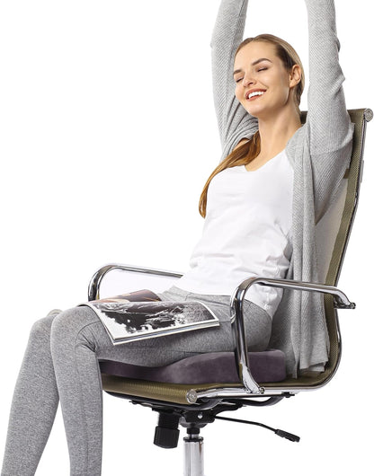 Everlasting Comfort Memory Foam Seat Cushion - Office Chair Cushion for Work, Travel, Car Support Pillow for Driving - Portable Seat for Chairs and Desks - Coussin Chaise - Black - PuriLite
