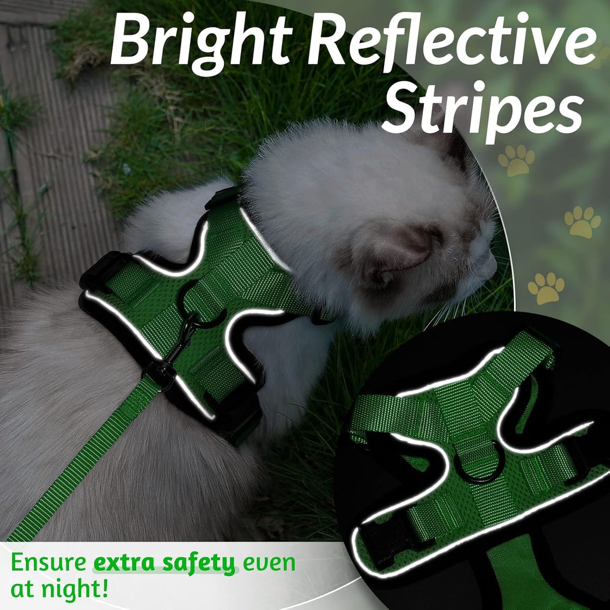 rabbitgoo Cat Harness and Leash for Walking, Escape Proof Soft Adjustable Vest Harnesses for Small Medium Cats, Easy Control Breathable Reflective Strips Jacket, XS, Black - PuriLite