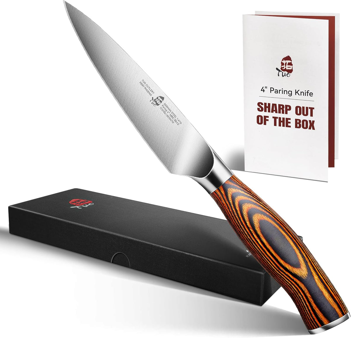TUO Boning Knife - Razor Sharp Fillet Knife - High Carbon German Stainless Steel Kitchen Cutlery - Pakkawood Handle - Luxurious Gift Box Included - 7 inch - Fiery Phoenix Series - PuriLite