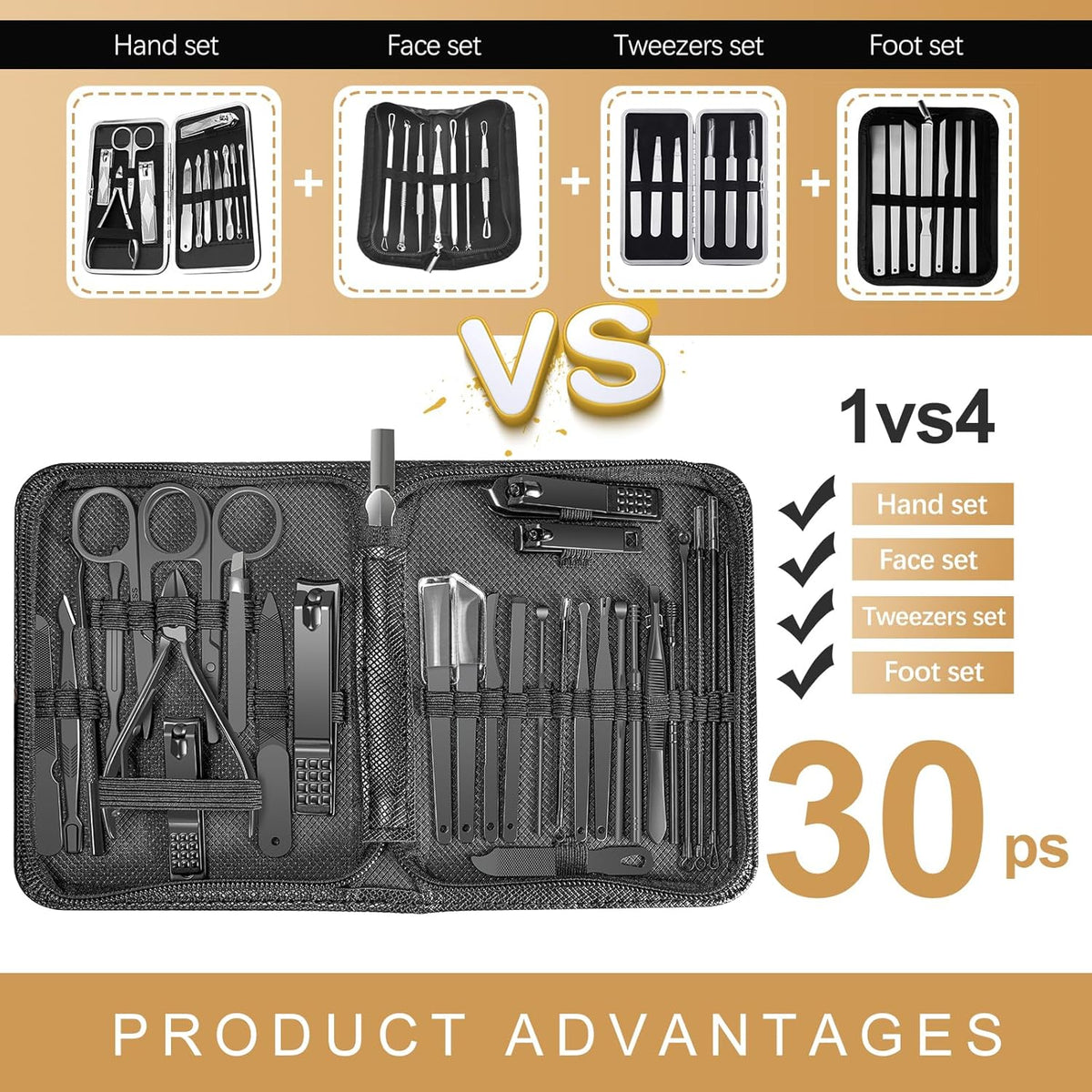 Manicure Set 30 in 1 Nail Clipper set, REDFLOW nail clippers, fingernail & toenail clippers, Manicure Tools, pedicure tools, Suitable for Travel Manicure Kit, Nail Set Kit With Everything Profe - PuriLite
