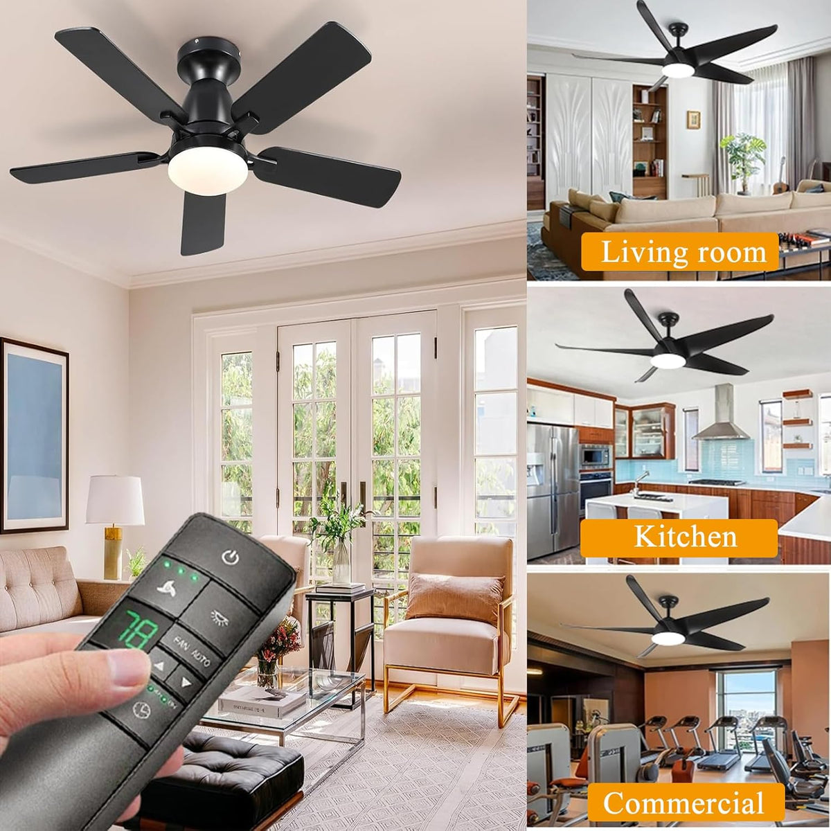 HD3 Ceiling Fan Remote Control Replacement for Hampton Bay Home Decorators | 3-Speed Timer Light Dimmer Thermostatic Control for Hampton Bay Home Decorators Collection 2AAZPHD3/HD3, KUJCE10320/TR222A