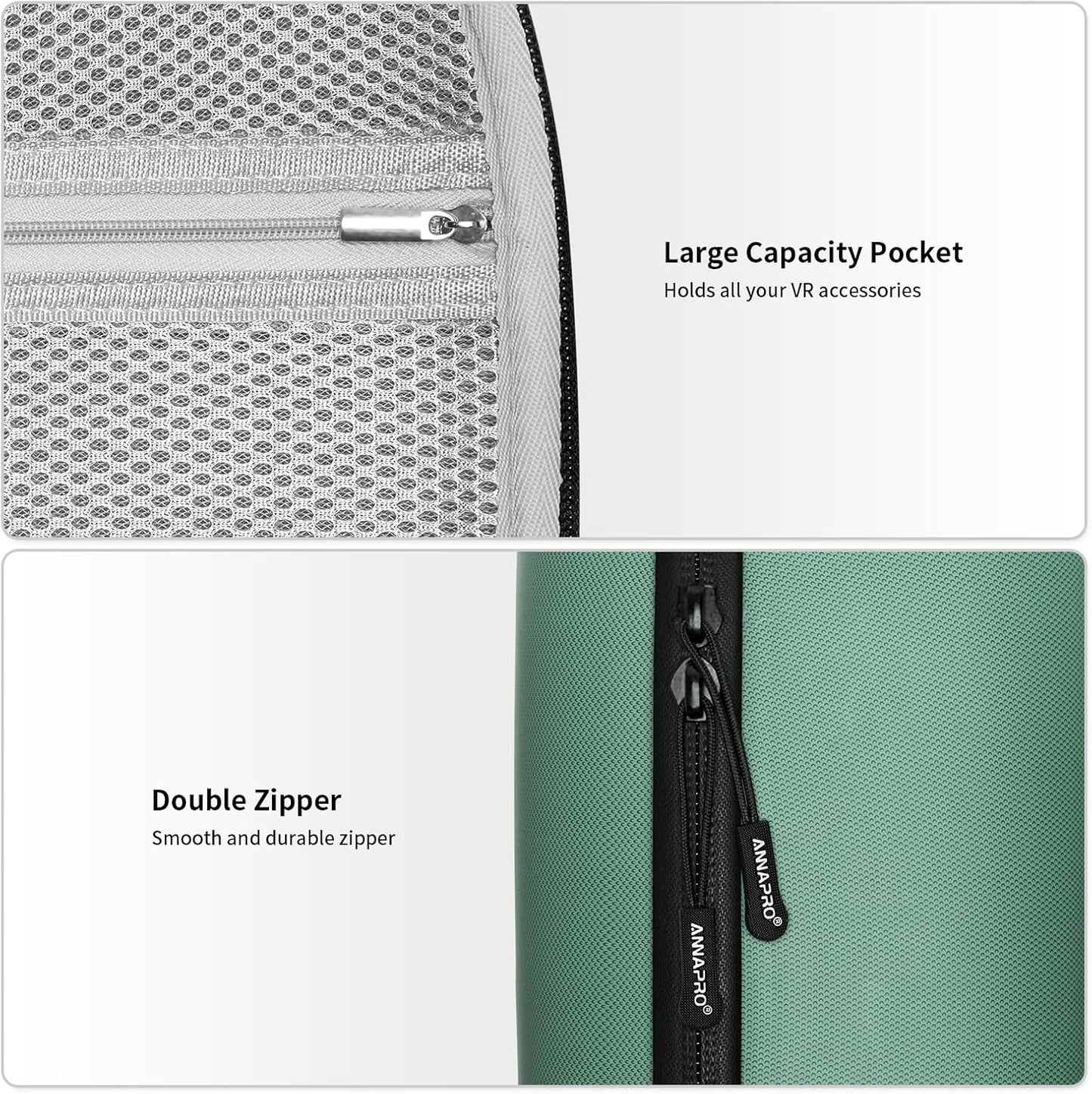 ANNAPRO Carrying Case for Meta Quest 3/Quest 2/Vision Pro, Compatible with Battery Elite Strap, Controllers and Other Accessories, Hard Shell Case and Superior Protection for Travel, Grey - PuriLite