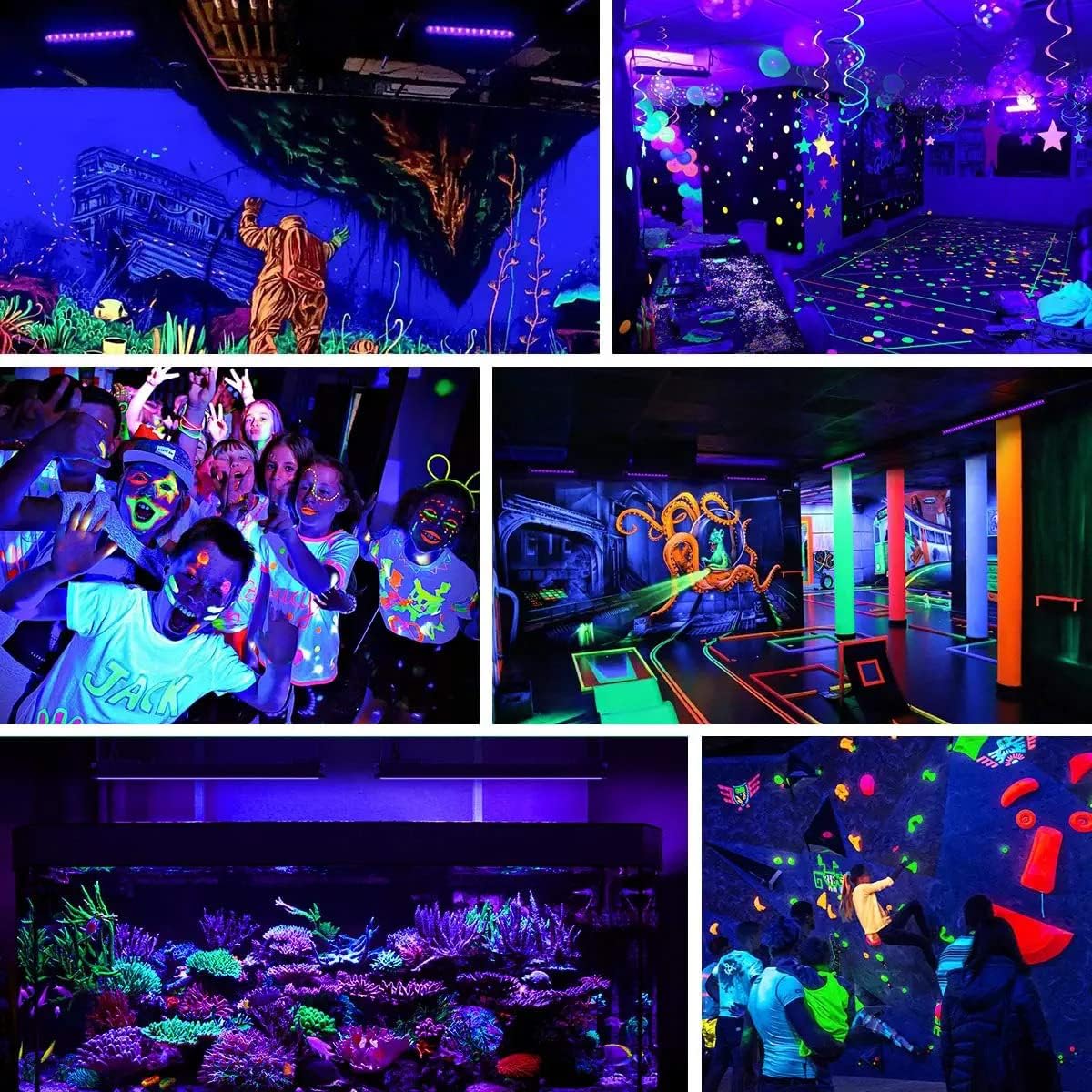 YANYCN - 4 Pack 100W Black LED Lights,Black Light with Plug and Switch,IP66 Waterproof Black Light 120V AC for Halloween Party,Glow in the Dark,Stage Light,Painting - PuriLite