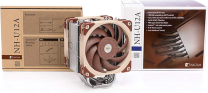 Noctua NH-U12A, Premium CPU Cooler with High-Performance Quiet NF-A12x25 PWM Fans (120mm, Brown) - PuriLite