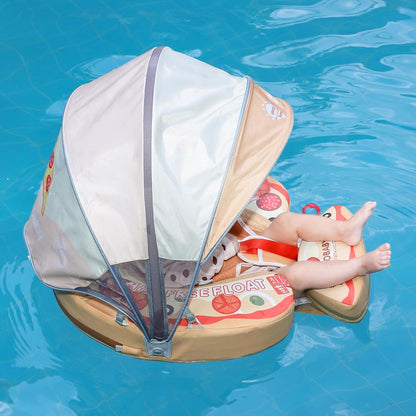 Mambobaby Baby Swim Float with Canopy, Non-Inflatable Solid Baby Float, Upgrade Soft Skin-Friendly Material Infant Swim Float - PuriLite