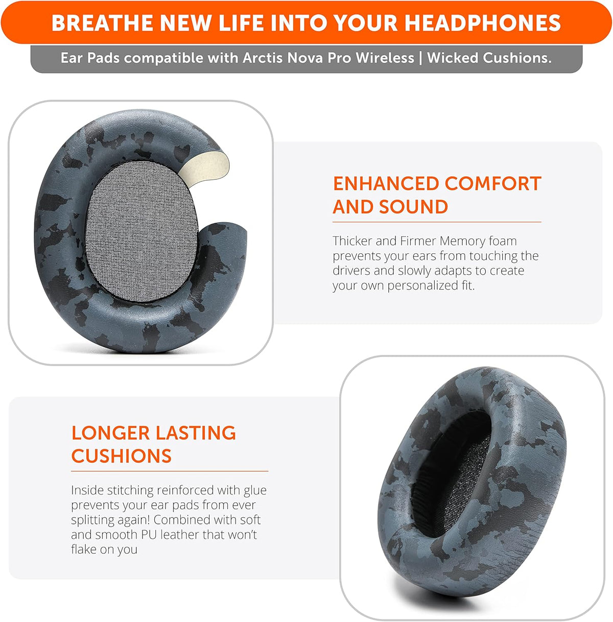 WC Upgraded Replacement Earpads for Steelseries Arctis Nova Pro Wireless Made by Wicked Cushions | Improved Durability, Thickness, Softer Leather, and Sound Isolation | 90's Black - PuriLite
