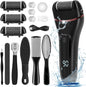 Electric Callus Remover for Feet, 2 Speed Electric Foot File, Rechargeable Foot Scrubber Pedicure kit for Cracked Heels and Dead Skin with 3 Roller Heads. - PuriLite