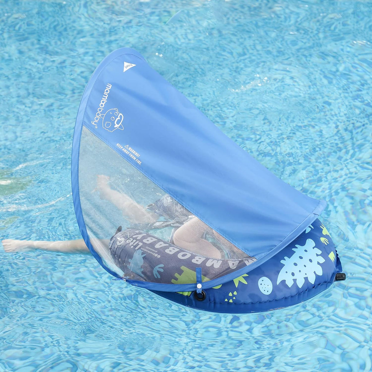 Mambobaby Baby Swim Float with Canopy, Non-Inflatable Solid Baby Float, Upgrade Soft Skin-Friendly Material Infant Swim Float - PuriLite