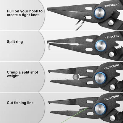 TRUSCEND Lockable Handy Fishing Pliers with Innovative Ergonomic Handle, Saltwater Corrosion Resistant Teflon Coated Fishing Tool, Multi-Function Fishing Gear with Mo-V Cutter, Amazing Fishing Gift - PuriLite