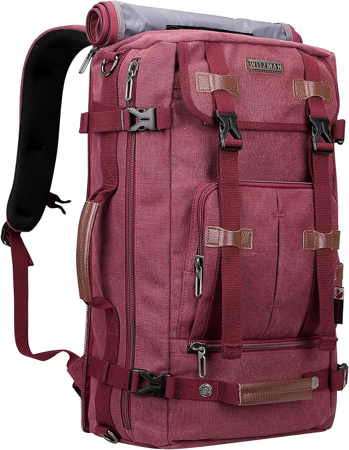 WITZMAN Canvas Backpack Vintage Travel Backpack Large Laptop Bags Convertible Shoulder Rucksack - PuriLite