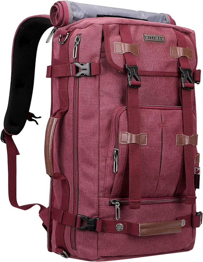 WITZMAN Canvas Backpack Vintage Travel Backpack Large Laptop Bags Convertible Shoulder Rucksack - PuriLite