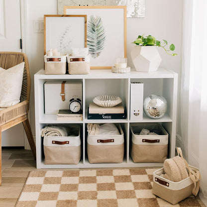 OrganiHaus Large Fabric Storage Baskets for Shelves 3 Pack, 15x11in Closet Storage Bins for Shelves, Cloth Baskets, Fabric Storage Cubes, Linen Closet Organizers, Fabric Basket, White Basket - PuriLite