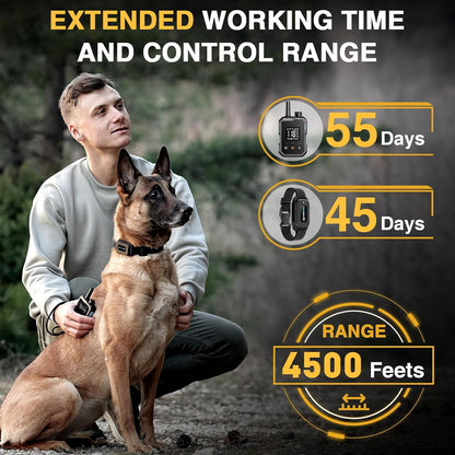 ABBIDOT Shock Collar - 4500ft Range Dog Training Collar with Remote, Super Mode, E-Clicker, Night Light, Safety Lock, Waterproof & Rechargeable E Collar for Small Medium Large Dogs (Black, 2 Collars) - PuriLite
