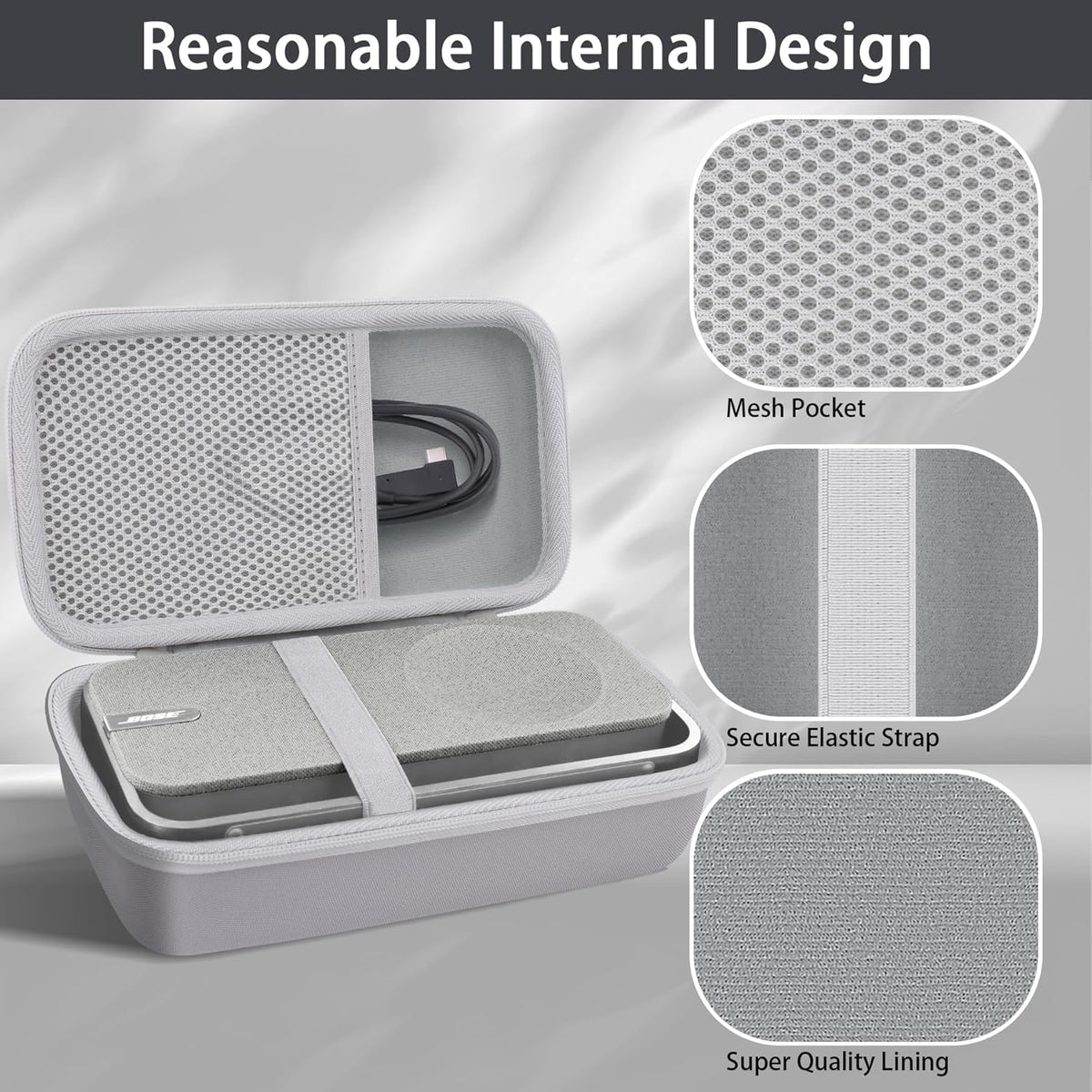 Bose SoundLink Home Bluetooth Speaker Hard Protective Case, Portable Travel Case Replacement (Silver White Case) - co2CREA - PuriLite