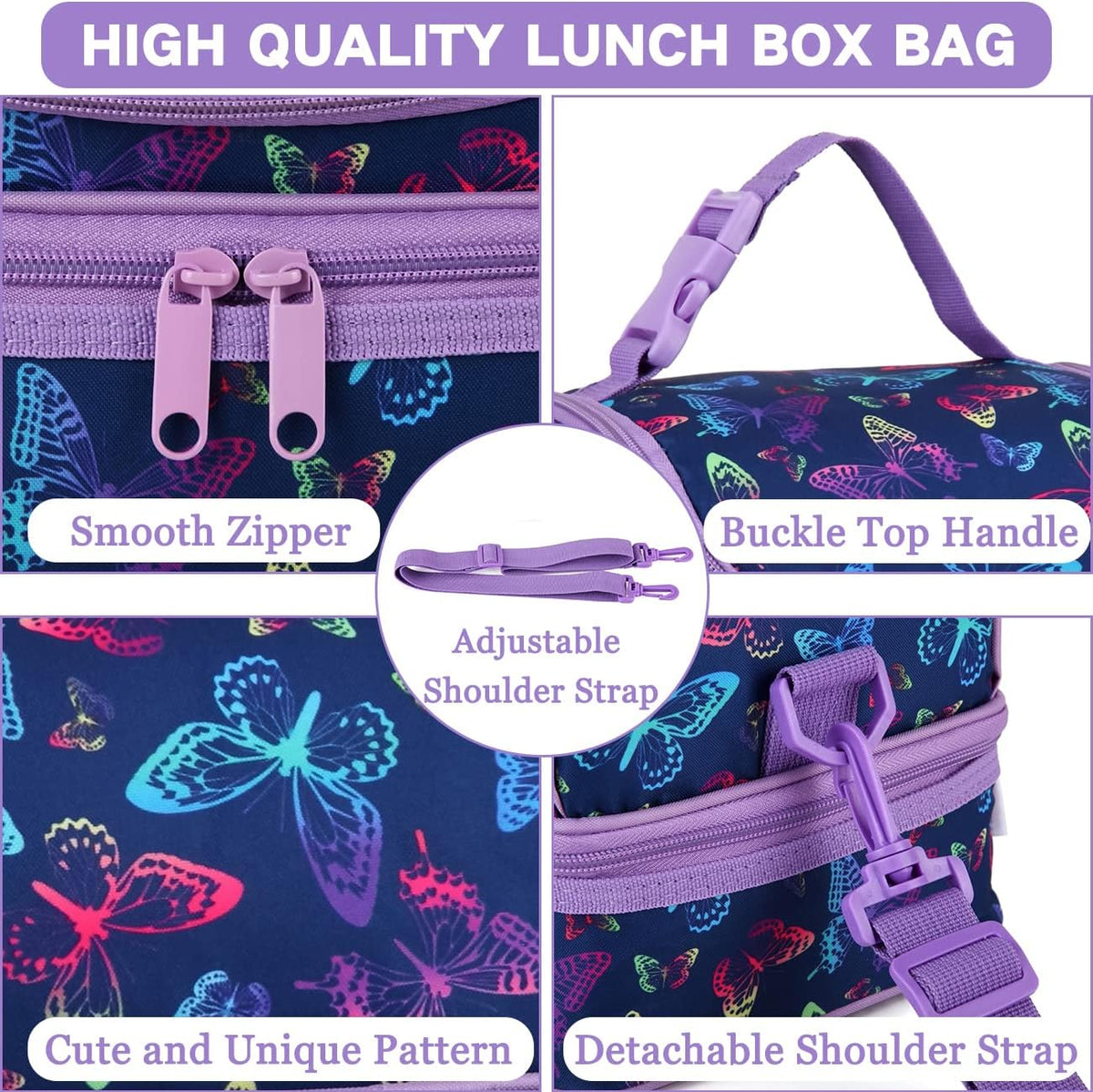 VASCHY Lunch Box Bag Men, Insulated Two Compartments Bento Cooler Bags for Adults/Women/Kids for School,Daycare,Kindergarten,Picnic Black - PuriLite