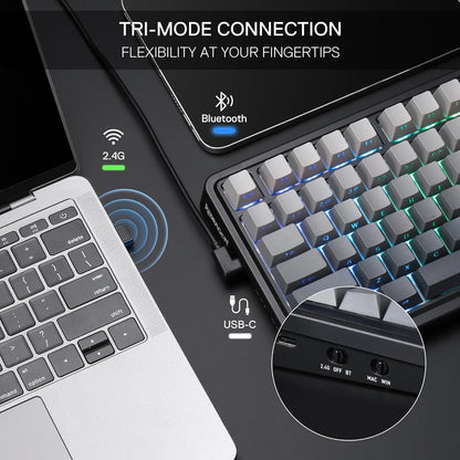 Redragon K686 PRO 98 Keys Wireless Gasket RGB Gaming Keyboard, 3-Modes Anime Mechanical Keyboard w/Hot-Swap Socket, Dedicated Knob Control & Sound Absorbing Pads, Custom Hi-Fi Linear Switch - PuriLite