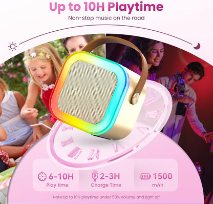 Karaoke Machine for Kids Adults, Portable Bluetooth Mini Karaoke Microphone Singing Speaker Karaoke Player with 2 Wireless Mic Toys for All Smartphones,Birthday, Family,Home Party (Purple) - PuriLite