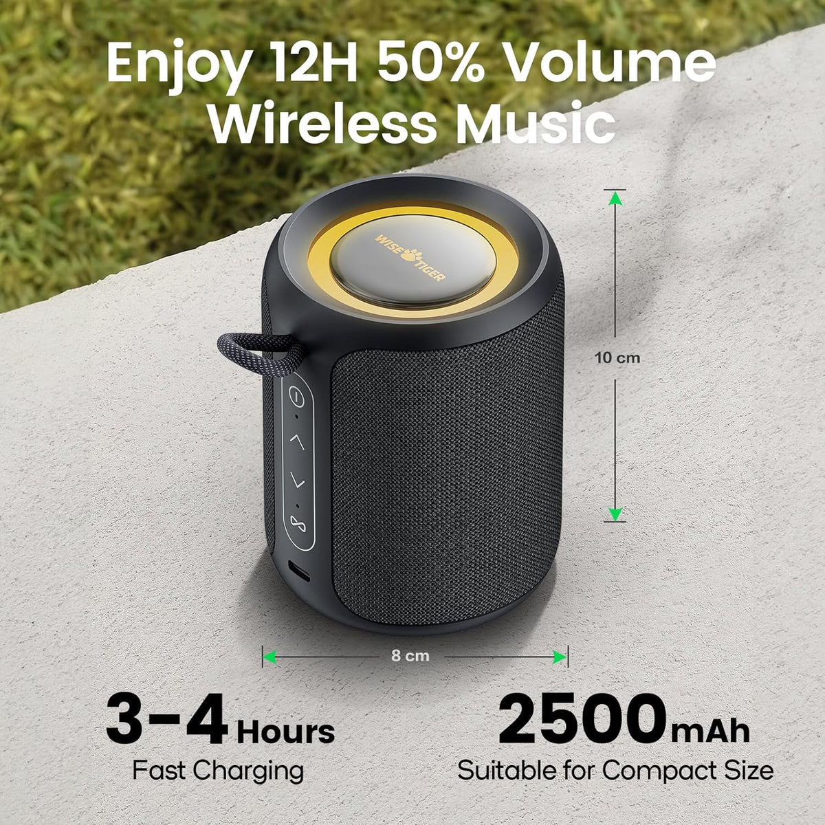 Deeyaple Portable Bluetooth Speaker, IP67 Waterproof Mini Bluetooth Speaker Wireless V5.3 with Stereo Sound,All Day,TWS Pairing,LED Light,Gift for him/her (Black) - PuriLite
