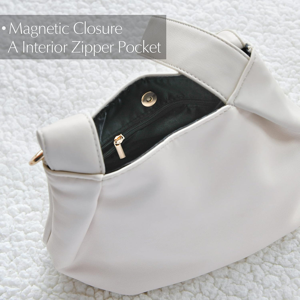 Women's Clutch Soft Vegan Leather Hobo Top Handle Bag Small Tote Purse - PuriLite