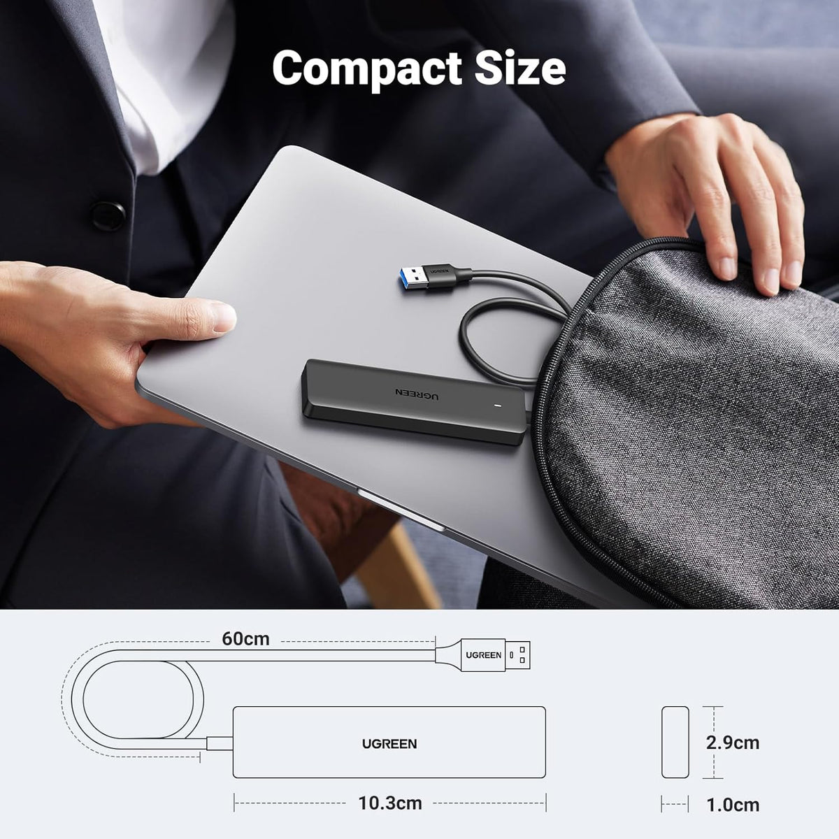 UGREEN USB Hub 3.0, 4 Ports USB A Splitter Ultra Slim Expander for Mouse, Keyboard, Flash Drive, U Disk, Printer Compatible with Laptop, Desktop PC, Xbox, PS5, Mouse, Keyboard and More, 0.5ft - PuriLite