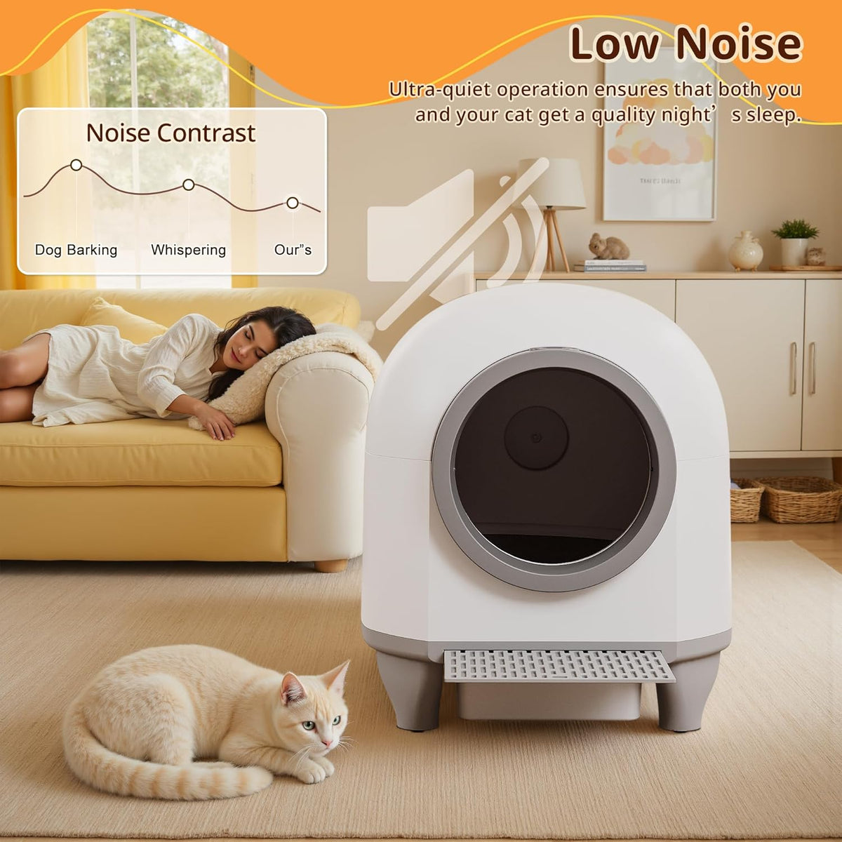 VICTONE Self Cleaning cat Litter Box with App Control Support Safety Protection, 90L Automatic Cat Litter Box for Multiple Cats with A Complimentary Garbage Bag (White) - PuriLite