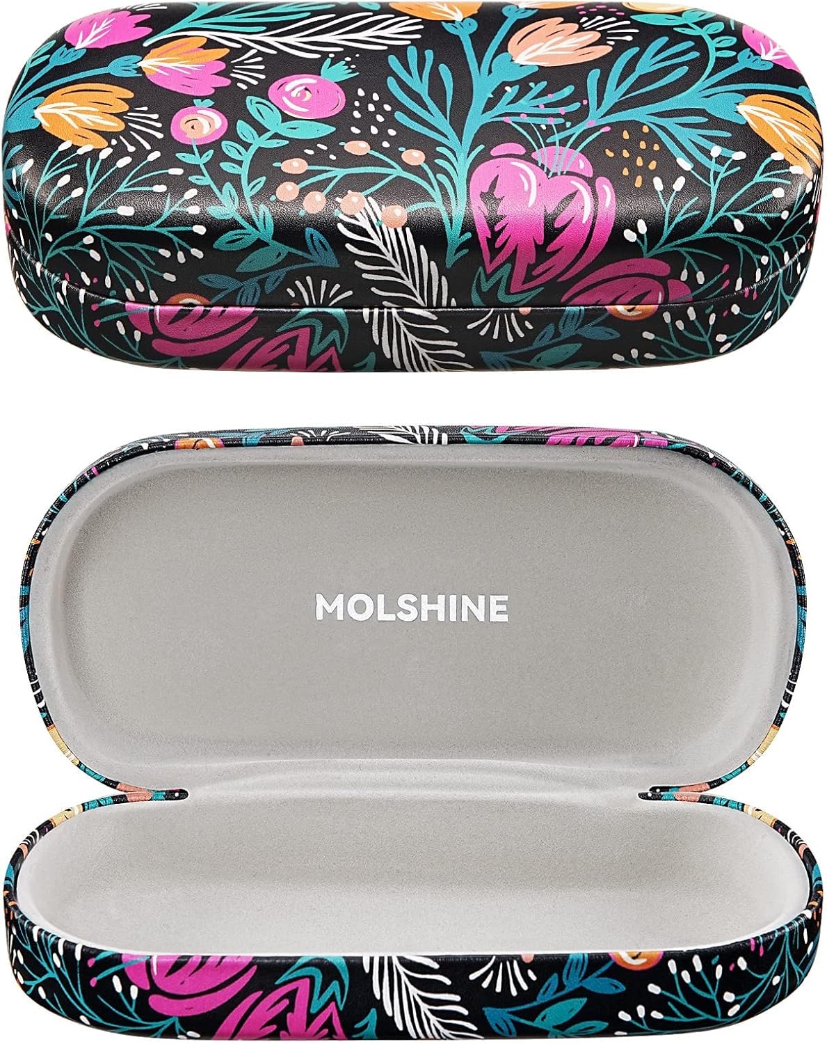 molshine Hard Shell Leather Sunglasses Case,Classic Large Glasses Case for Women Men,Sunglass Eyeglasses - PuriLite