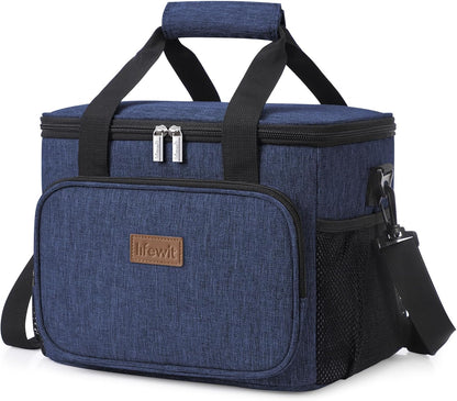 Lifewit Large Lunch Bag for Adults, 24-Can 15L Insulated Lunch Box Leakproof Soft Cooler Cooling Tote for Men Women, Waterproof Reusable Cooler Bags for Work Office Outdoor Picnic Camping, Black - PuriLite