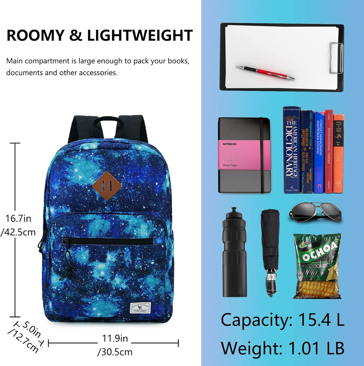 School Backpack for Kids,Lightweight Water Resistant Work Travel Backpack for Women Men Teens VONXURY - PuriLite