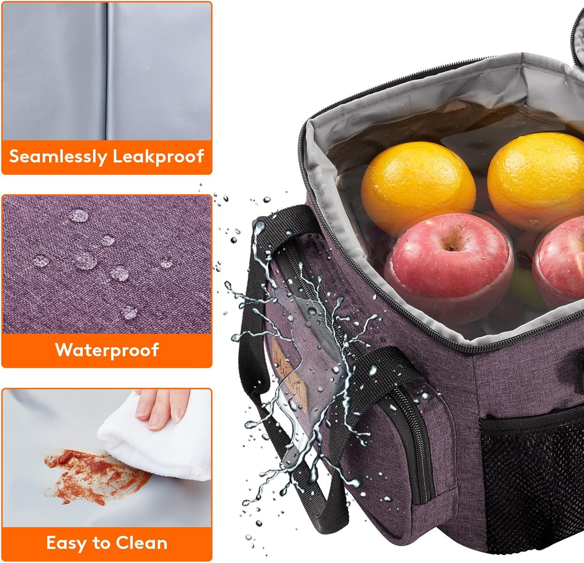 Lifewit Large Lunch Bag for Adults, 24-Can 15L Insulated Lunch Box Leakproof Soft Cooler Cooling Tote for Men Women, Waterproof Reusable Cooler Bags for Work Office Outdoor Picnic Camping, Black - PuriLite