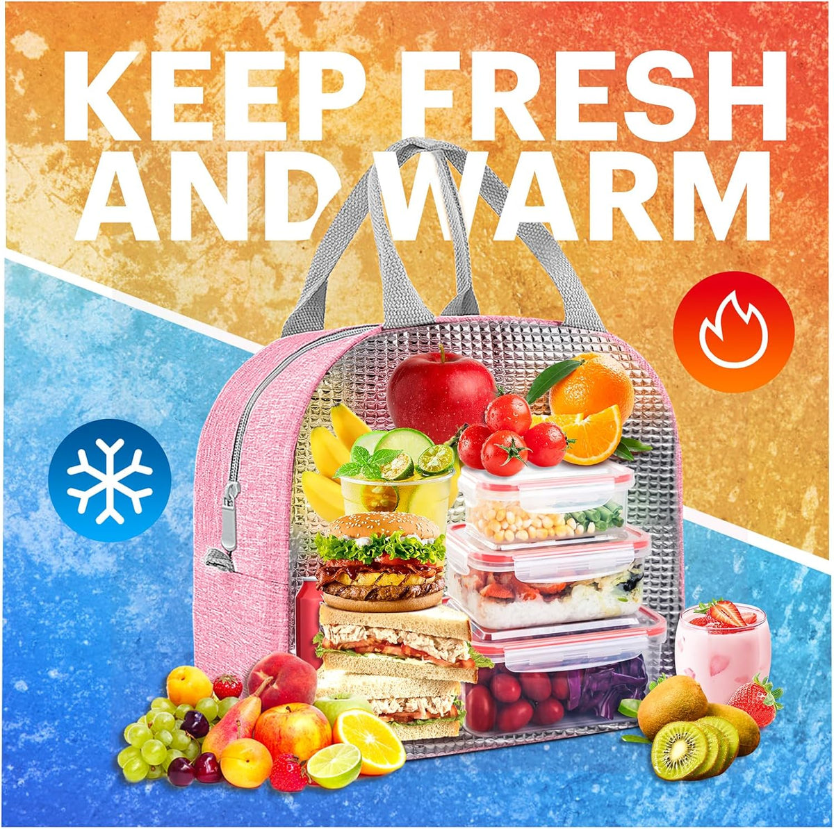Lunch Bag for Women & Men Adult Insulated Lunch Box, Small Leakproof Cooler Food Lunch Containers Reusable High Capacity Lunch Tote Bags for Work, Travel, Outdoor - PuriLite