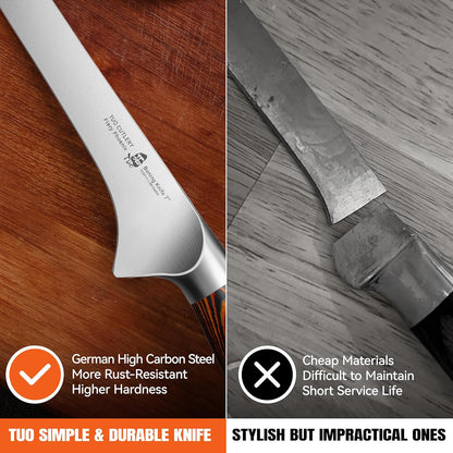 TUO Boning Knife - Razor Sharp Fillet Knife - High Carbon German Stainless Steel Kitchen Cutlery - Pakkawood Handle - Luxurious Gift Box Included - 7 inch - Fiery Phoenix Series - PuriLite