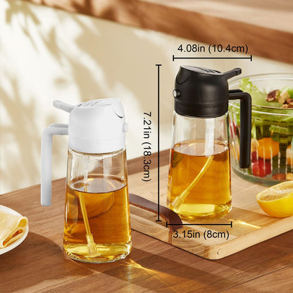 Purilite Select 470ml Glass Oil Sprayer &amp; Dispenser Bottle – 2-in-1 Flip Top - PuriLite