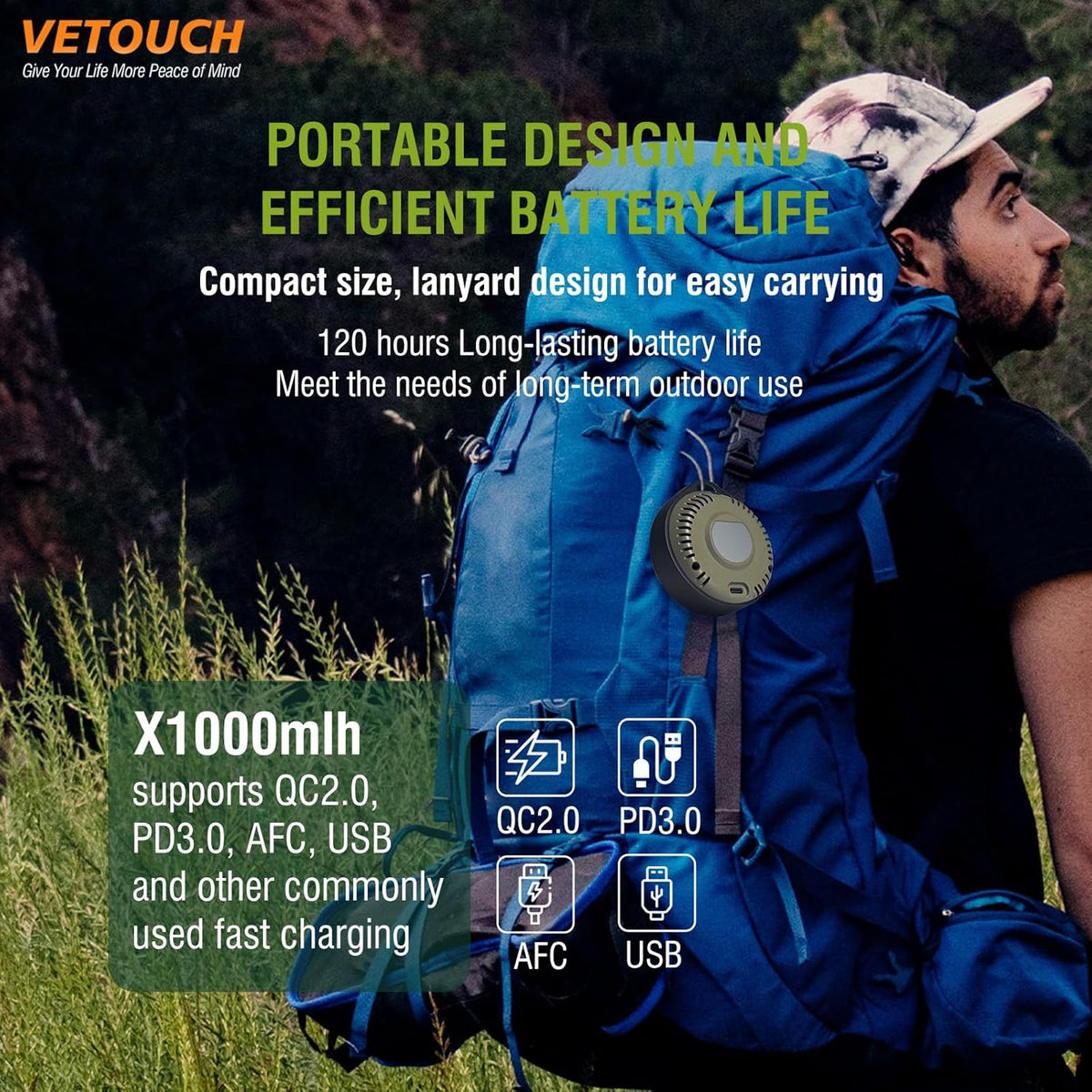 Portable Carbon Monoxide Detector, 3 in 1 CO/Temperature/Air Humidity MeterDetector with Round HD LCD Display, Portable CO Detector for Home, Camping and Travel - PuriLite
