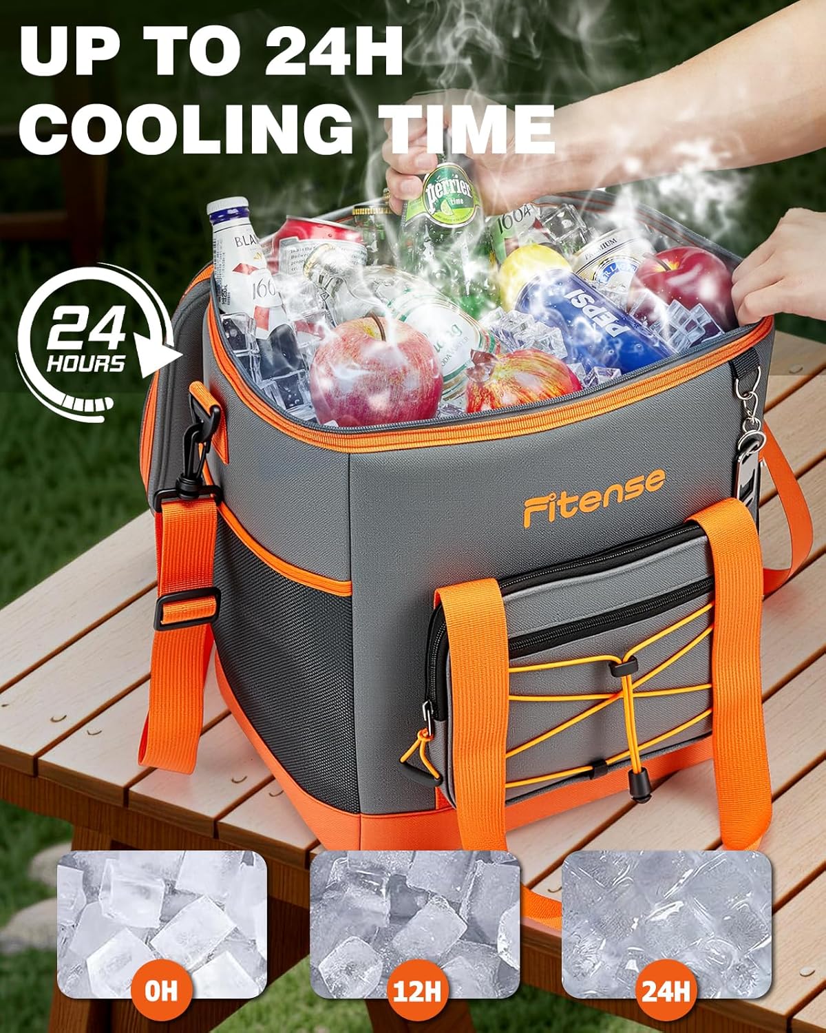 Fitense Soft Cooler Bag Insulated 50 Cans/33L, 27 Cans/20L Camping Cooler 4-Layer Leakproof, Collapsible Portable Lunch Cooler for Beach, Travel, Picnic, Grocery, Kayaking - PuriLite