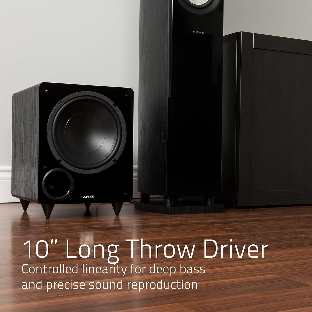 Fluance DB10W 10-inch Low Frequency Powered Subwoofer for Home Theater (Natural Walnut) - PuriLite