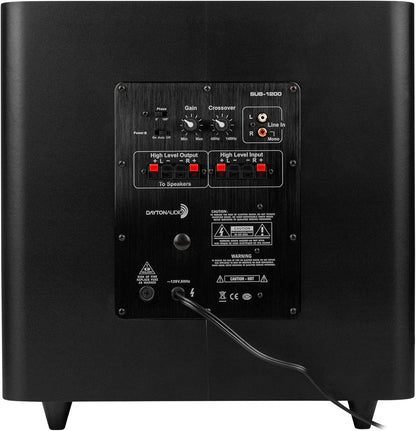 Dayton Audio SUB-1200 12-Inch 120 Watt Powered Subwoofer - PuriLite