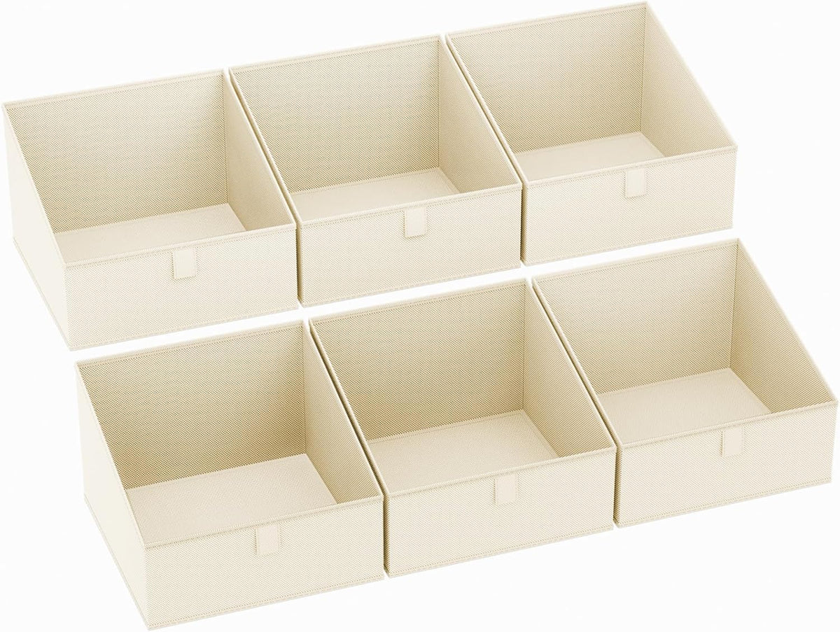 DIMJ Closet Storage Bins - 6 Pack Foldable Storage Baskets Box Fabric Storage Cubes Storage Organization Trapezoid Storage Bin (Arrow Grey) - PuriLite